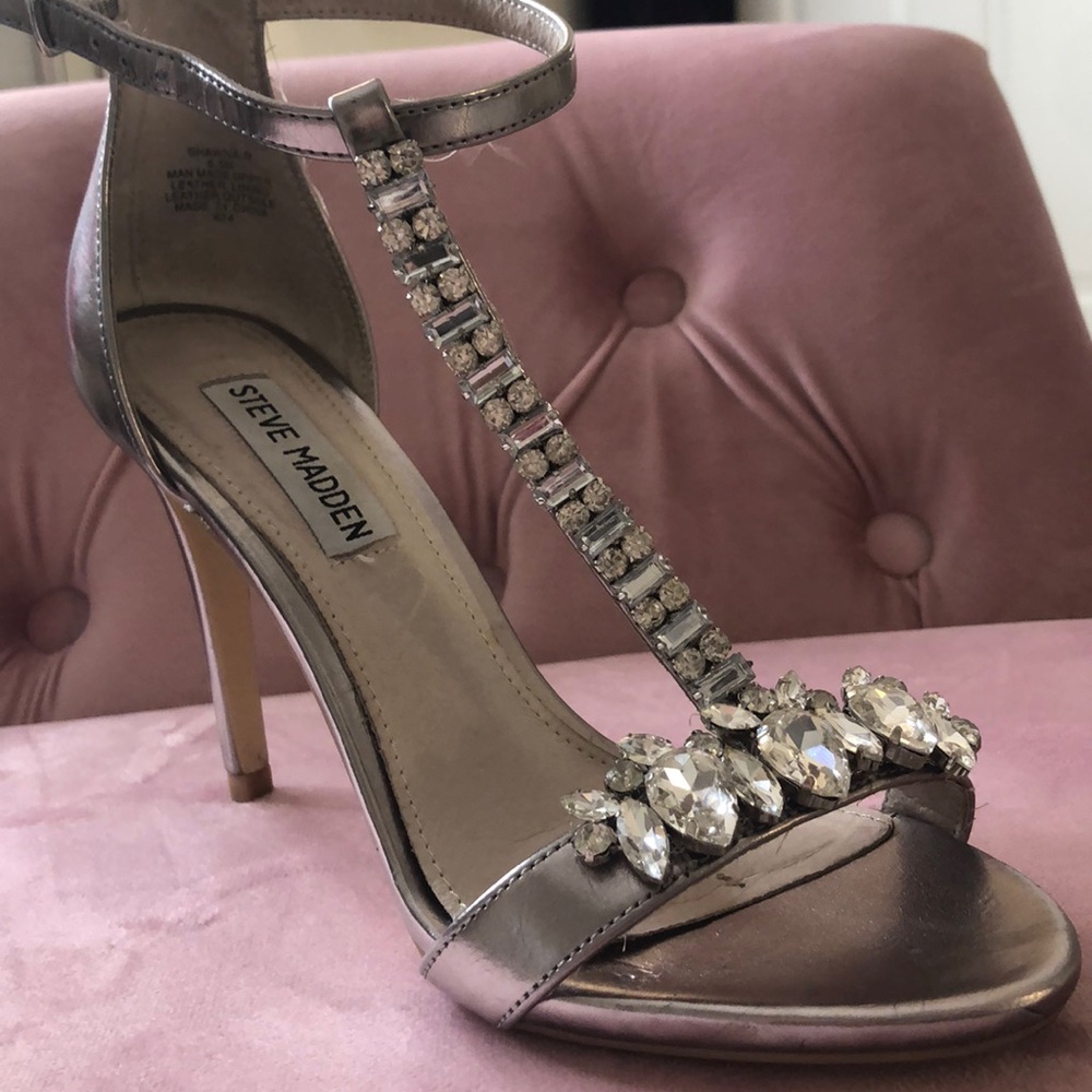 steve madden silver rhinestone heels
